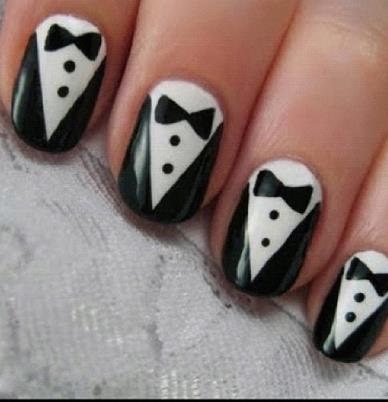 Tuxedo Nails Black Fall Nails