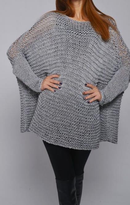 Oversized Knit Poncho with Corduroy Leggings