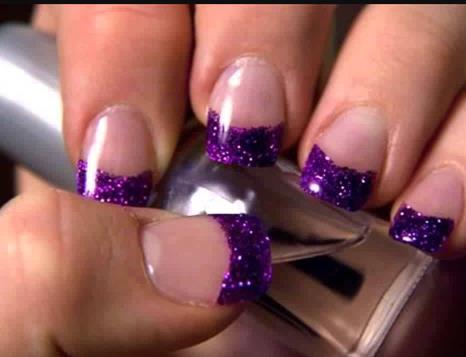 Glitter Dipped Purple Tips