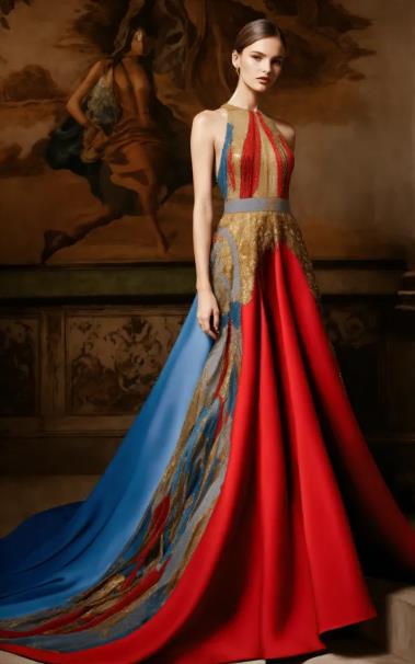 Ribbon-Embellished Evening Gown Ribbons Galore Dress to Impress
