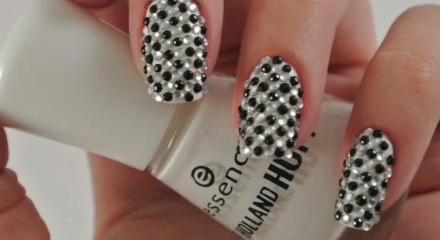 Strategic Glitter Accents black and white nails