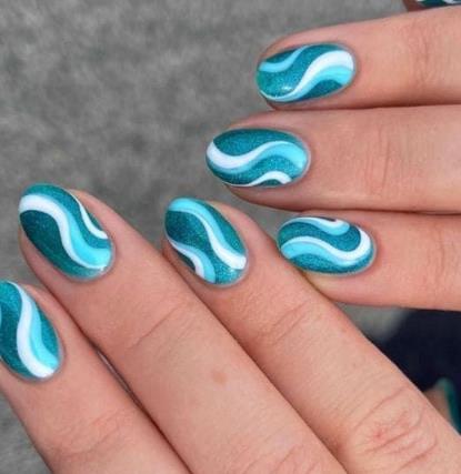 Aqua Swirl Nails beach nails