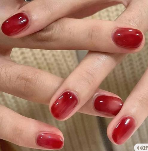 Jelly Cherry Red Nails