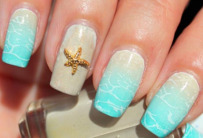 Ocean Marble Effect beach nails