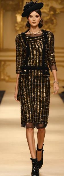 Black and Gold Art Deco Dress Retro Glam Dress