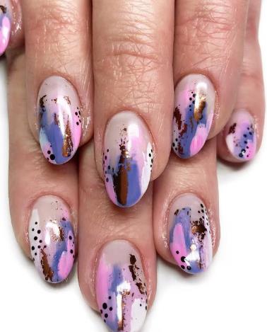 Abstract Purple Brushstrokes Purple nail ideas