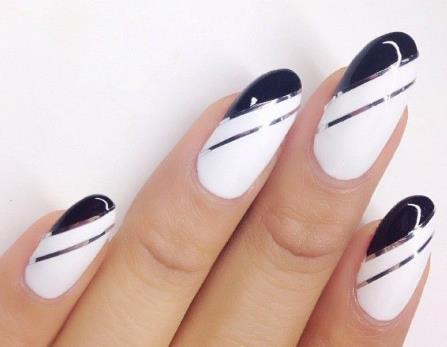 Architectural Line Work black and white nails