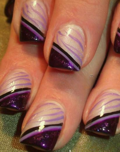 Diagonal Side Tips in Purple Purple nail ideas