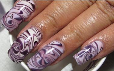 Pastel Purple Marble Swirls Purple nail ideas