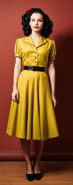 Button-Up Tea Dress Retro Glam Dress