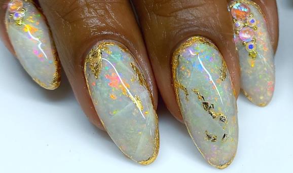 Gold Foil & Shells Combo beach nails
