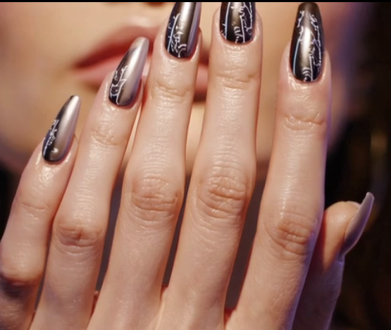Noir Brilliance dark chrome nails