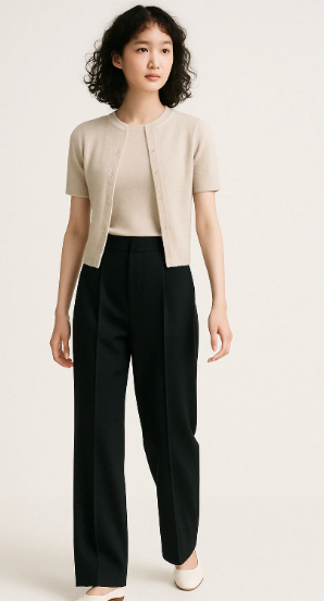 Corset-Inspired Top with High-Waisted Wide Trousers