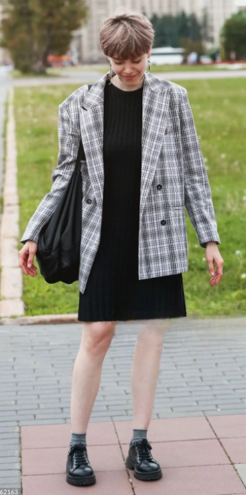 Knit Dress with Structured Blazer