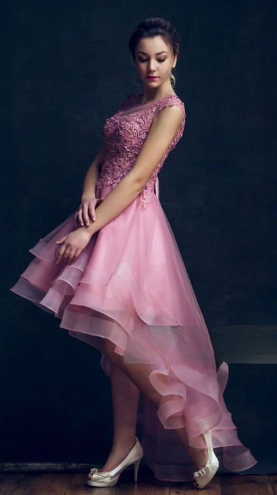 The Dramatic High-Low Evening Gown