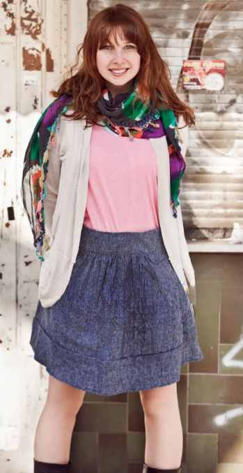Chambray Shirtdress with Colorful Scarf