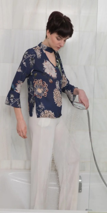 Spring Fresh: Floral Blouse and Cream Trousers