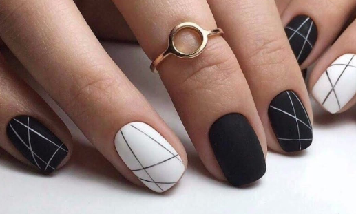 Geometric Chrome Cutouts Dark Chrome Nails