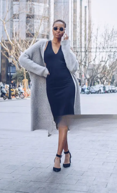 Slip Dress + Oversized Cardigan + Doc Martens VSCO Dress