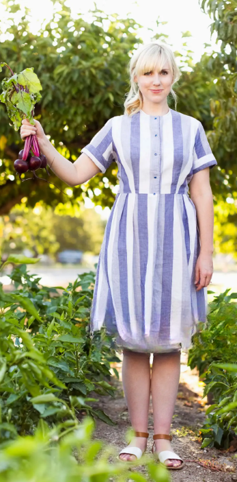 Gingham Button-Down and High-Waisted Jeans farm life dress