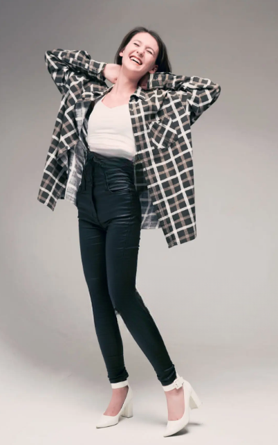 High-Waisted Mom Jeans + Cropped Tank + Flannel Shirt VSCO Dress