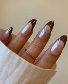 Toffee French Tips nude fall nails