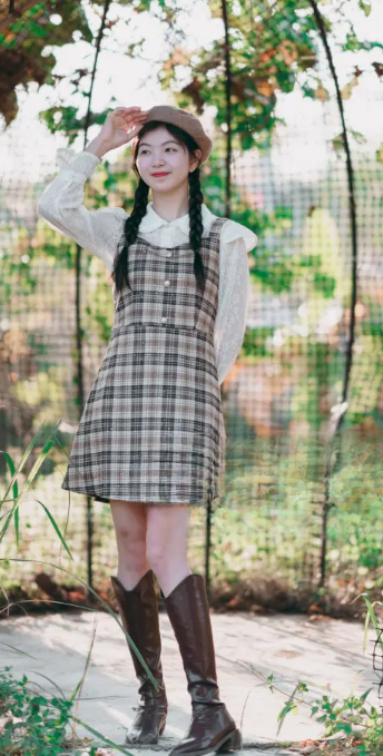 Chic Overall Dress with Statement Boots farm life dress