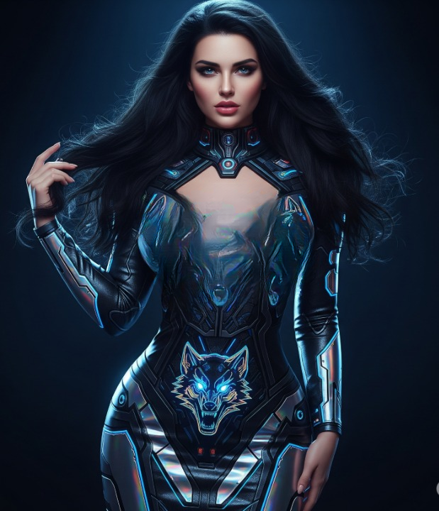 Cyberpunk Digital Wolf Werewolves Dress