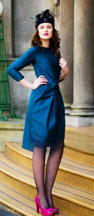 Classic Sheath Dress in Midnight Blue Widow Dress