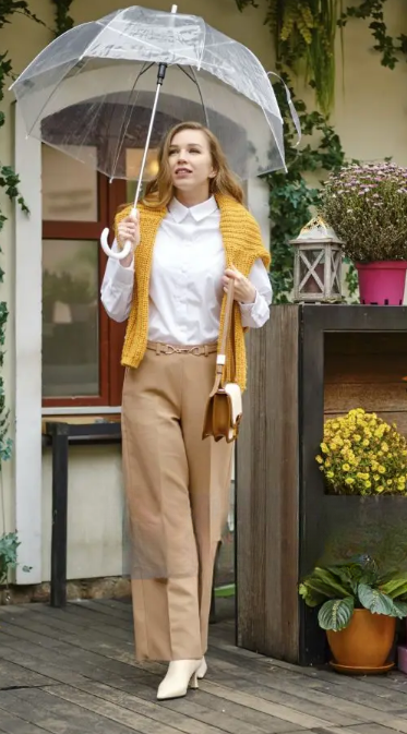 Knit Sweater Vest + Wide-Leg Trousers + Loafers