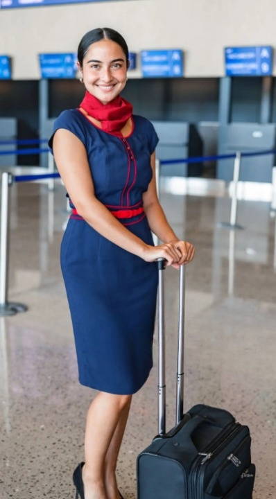 Flight Attendant Dress Wrap Dress with Statement Belt