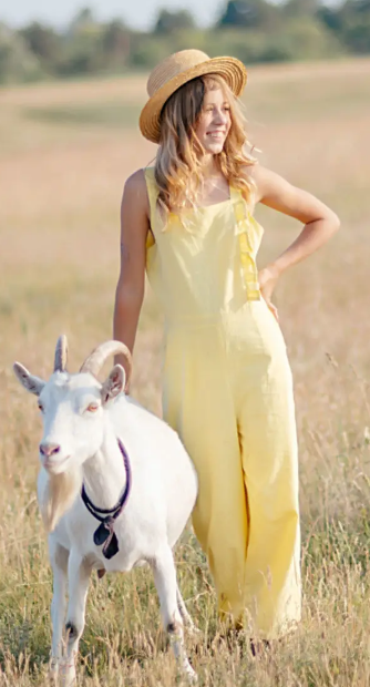 Playful Romper with Wide-Brimmed Hat