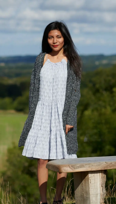 Floral Prairie Dress with Chunky Cardigan