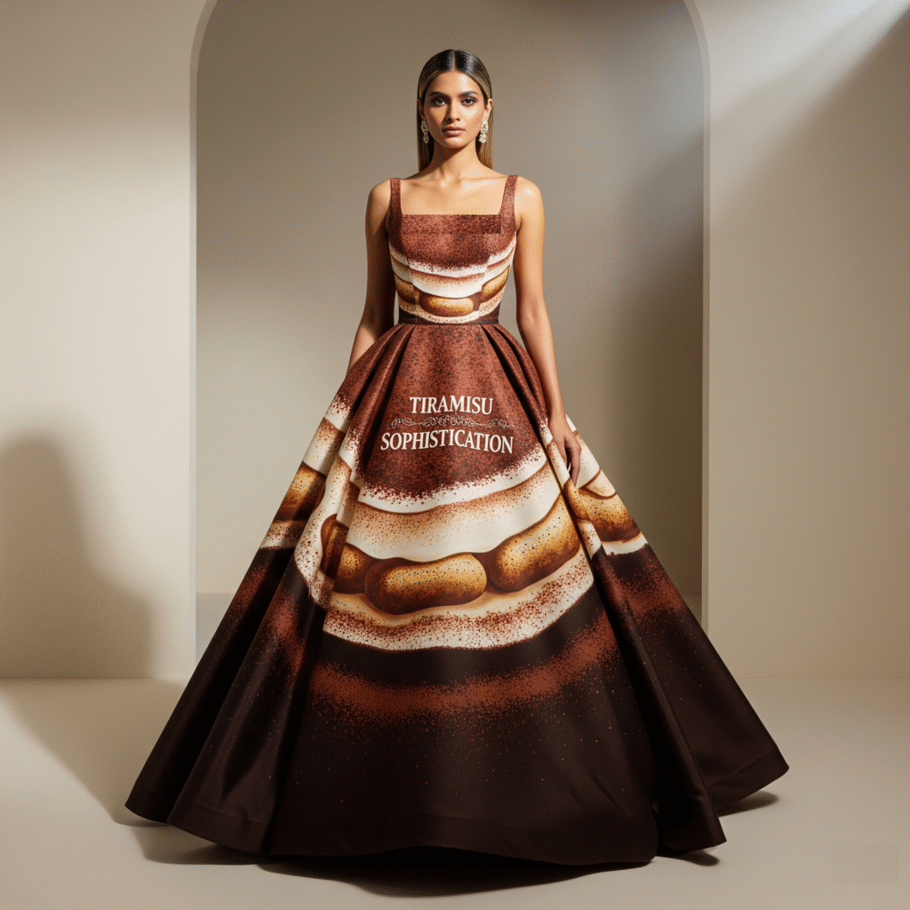 Tiramisu Sophistication Food-Inspired Dress