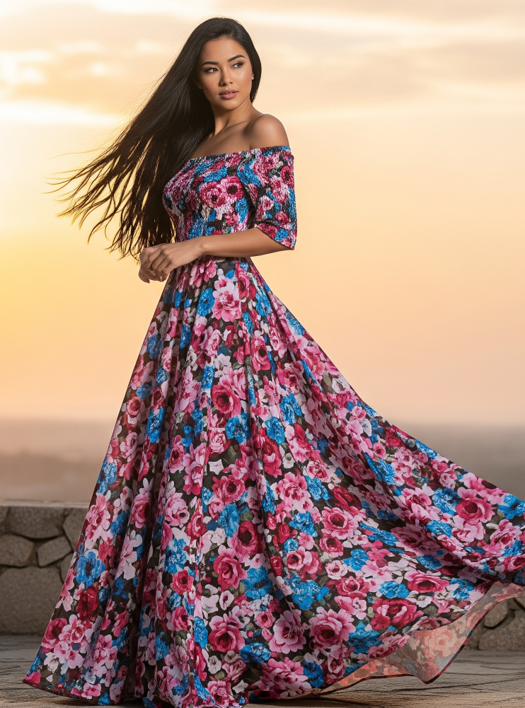 Romantic Off-Shoulder Maxi Date Night Dress to Impress