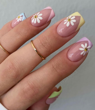 Floral French Tips Summer French Tip Nails