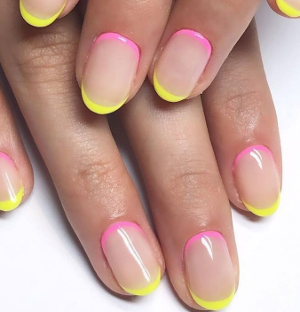 Neon Micro Tips Summer French Tip Nails