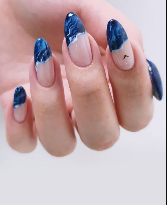 Ocean Wave Tips Summer French Tip Nails