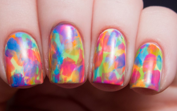 Abstract Brush Stroke Tips Summer French Tip Nails