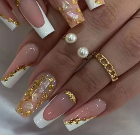 White Gloss with Gold Crown Designs