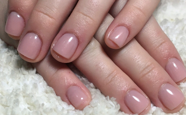 Glossy Nude Perfection short nails