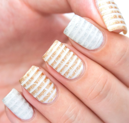 Quilted Pattern white fall nails