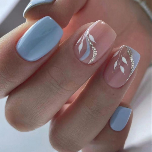 Silver Swirl French French Tip Nails