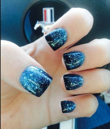 Glitter Gradient Fade Light Blue Nails