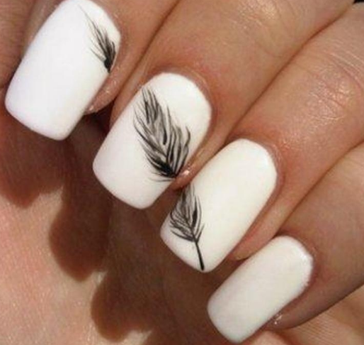 Feather Touch white fall nails