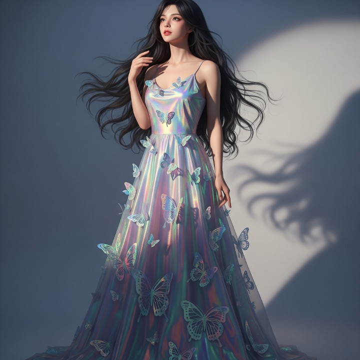 The Holographic Butterfly Slip Dress