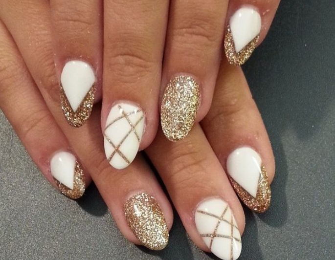 Pearl White with Gold Lace Patterns