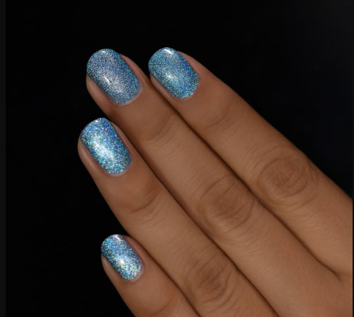 Holographic Light Blue Light Blue Nails