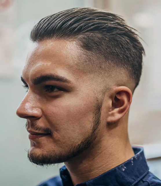 Side Part Skin Fade with Thick Hard Part