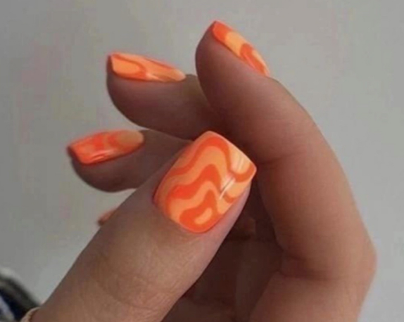Orange Watercolor Nails